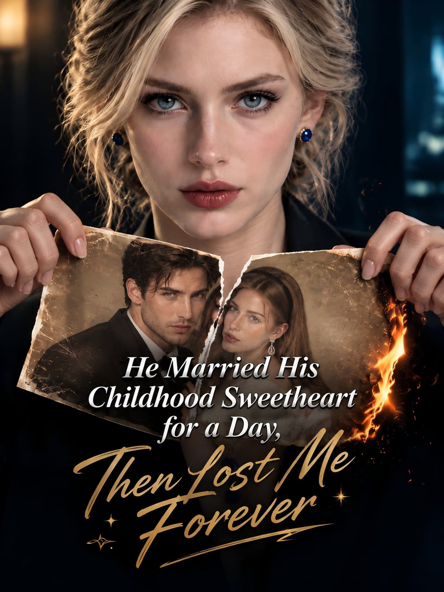 Official poster of He Married His Childhood Sweetheart for a Day, Then Lost Me Forever, as shown on GoodShort