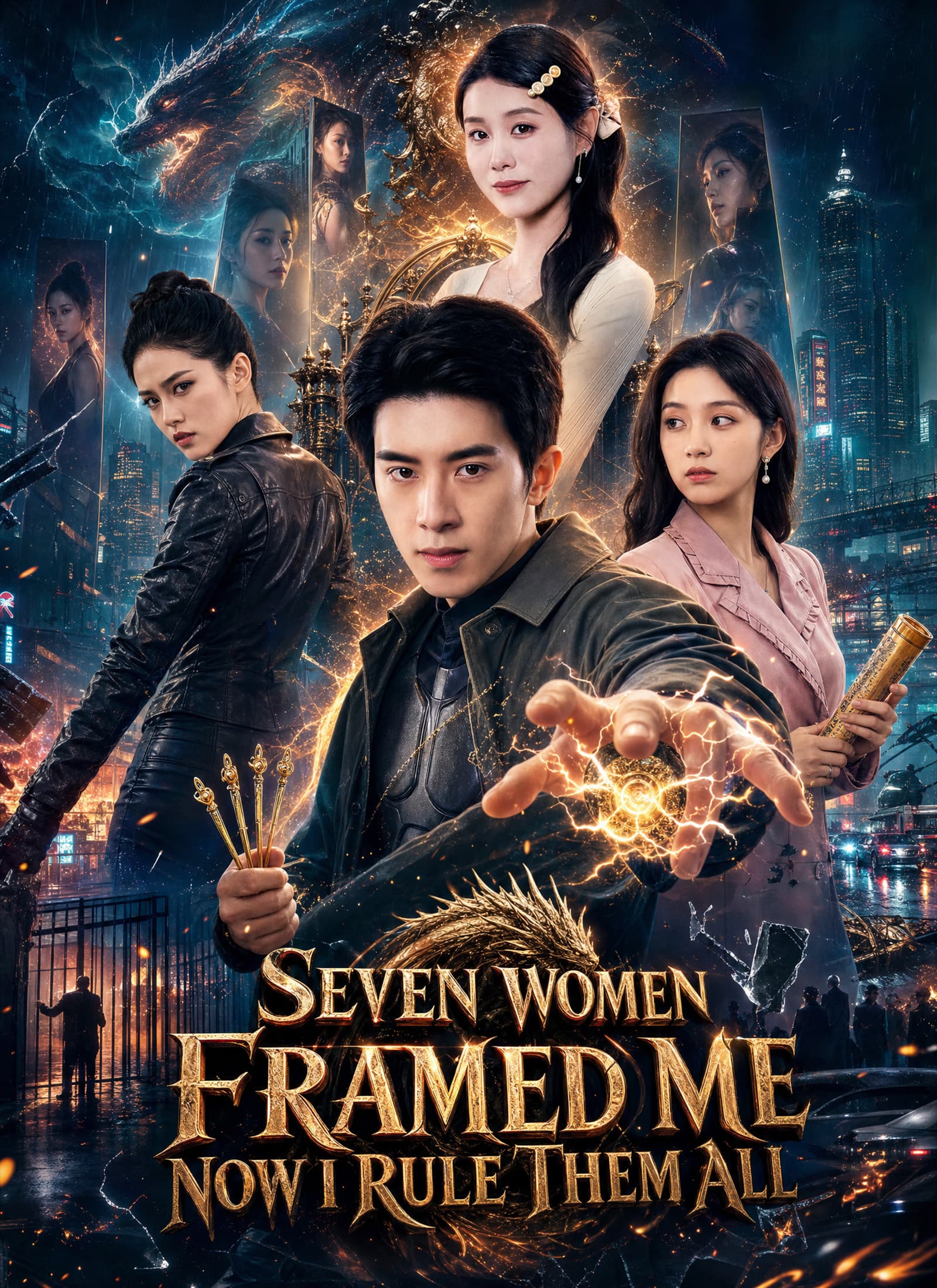 Official poster of [Dubbed] Seven Women Framed Me Now I Rule Them All, as shown on VibeShort