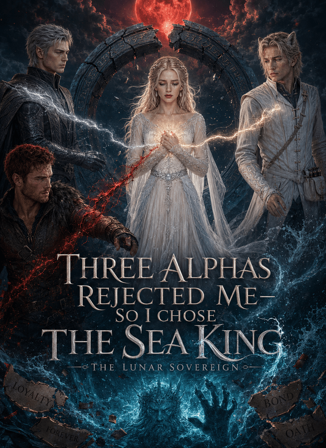Official poster of THREE ALPHAS REJECTED ME—SO I CHOSE THE SEA KING, as shown on VibeShort
