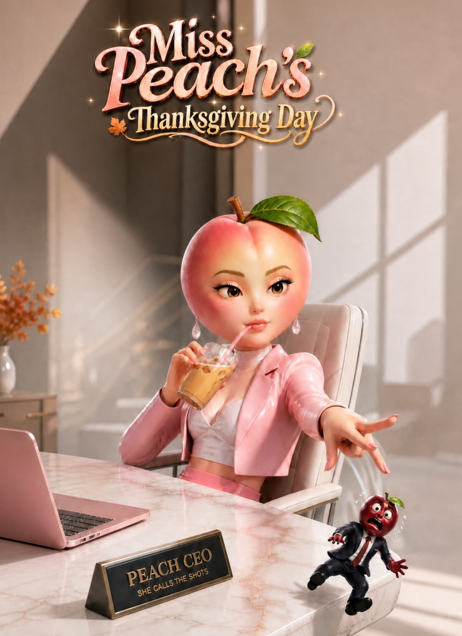 Official poster of Miss Peach's Thanksgiving Day, as shown on VibeShort