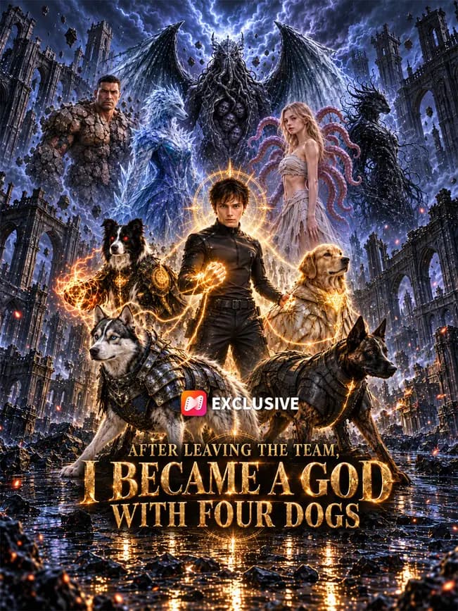 Official poster of After Leaving the Team, I Became a God with Four Dogs, as shown on NetShort