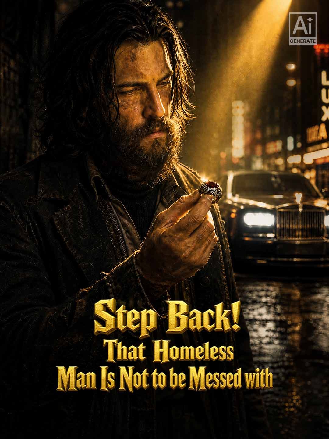 Official poster of Step Back! That Homeless Man Is Not to be Messed with, as shown on ReelShort